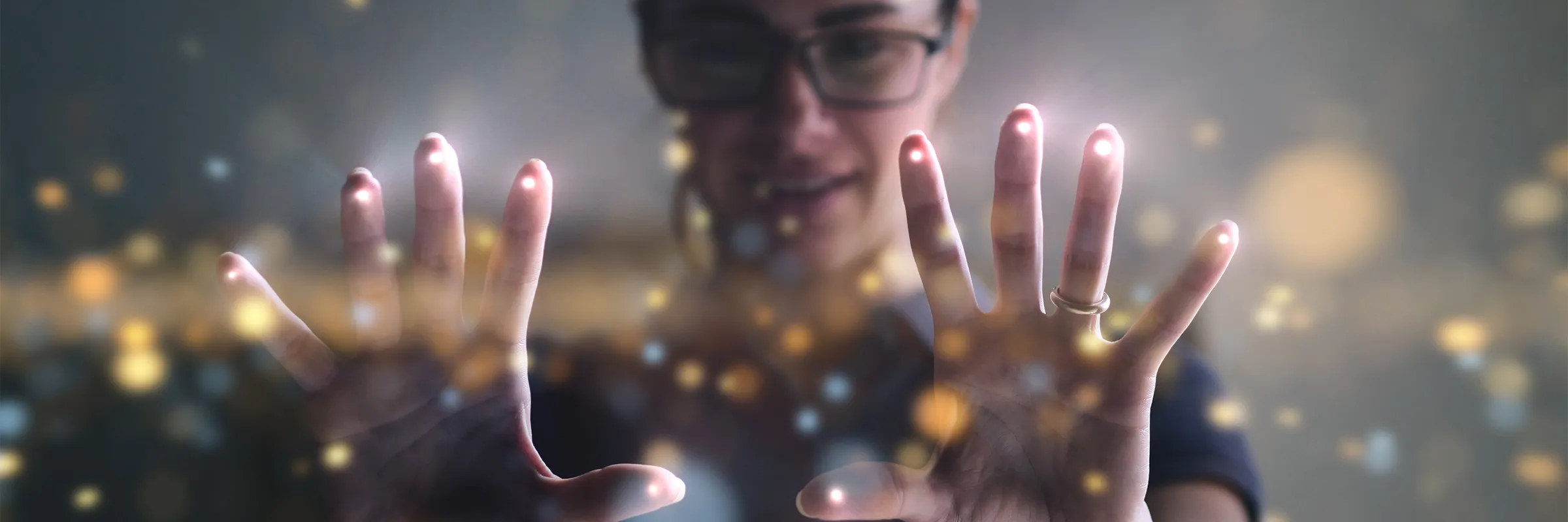 Person exploring an augmented reality system