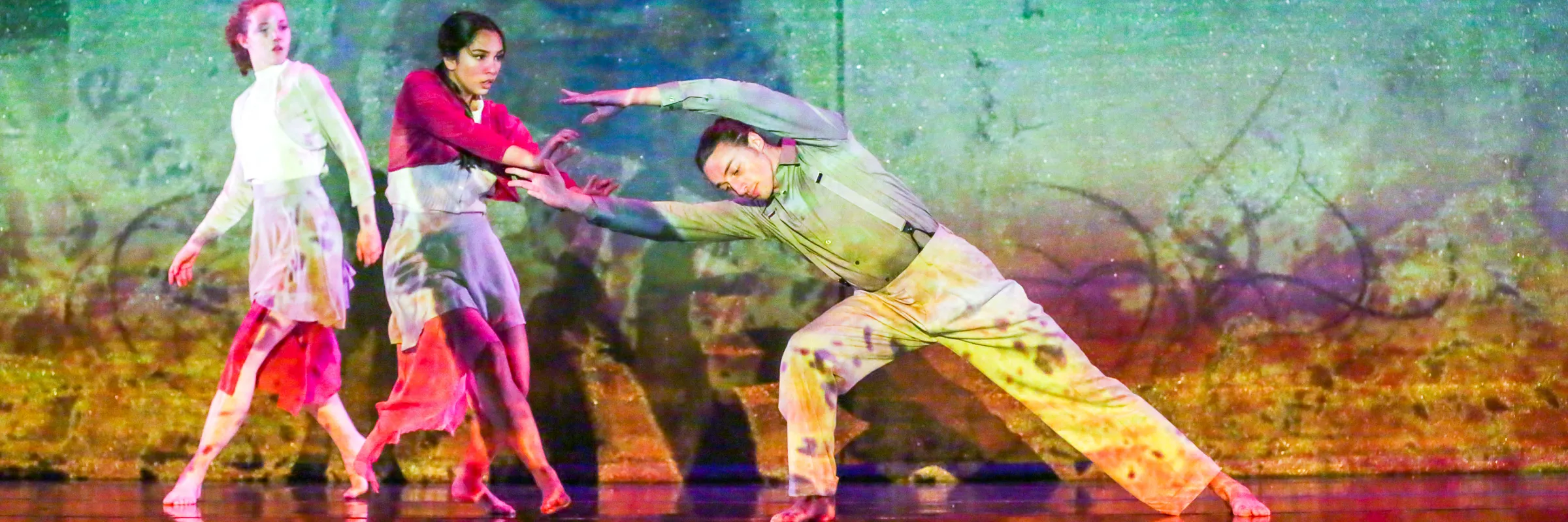 Dancers performing in Living in the Tempest
