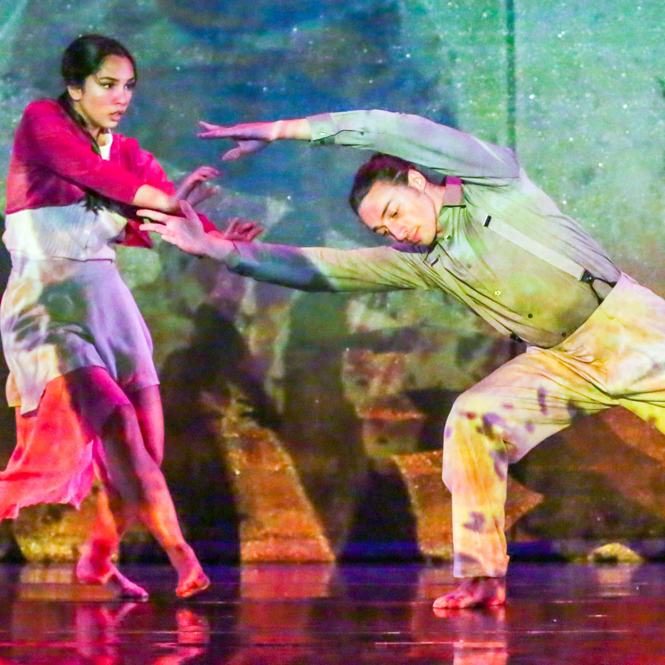 Dancers performing in Living in the Tempest